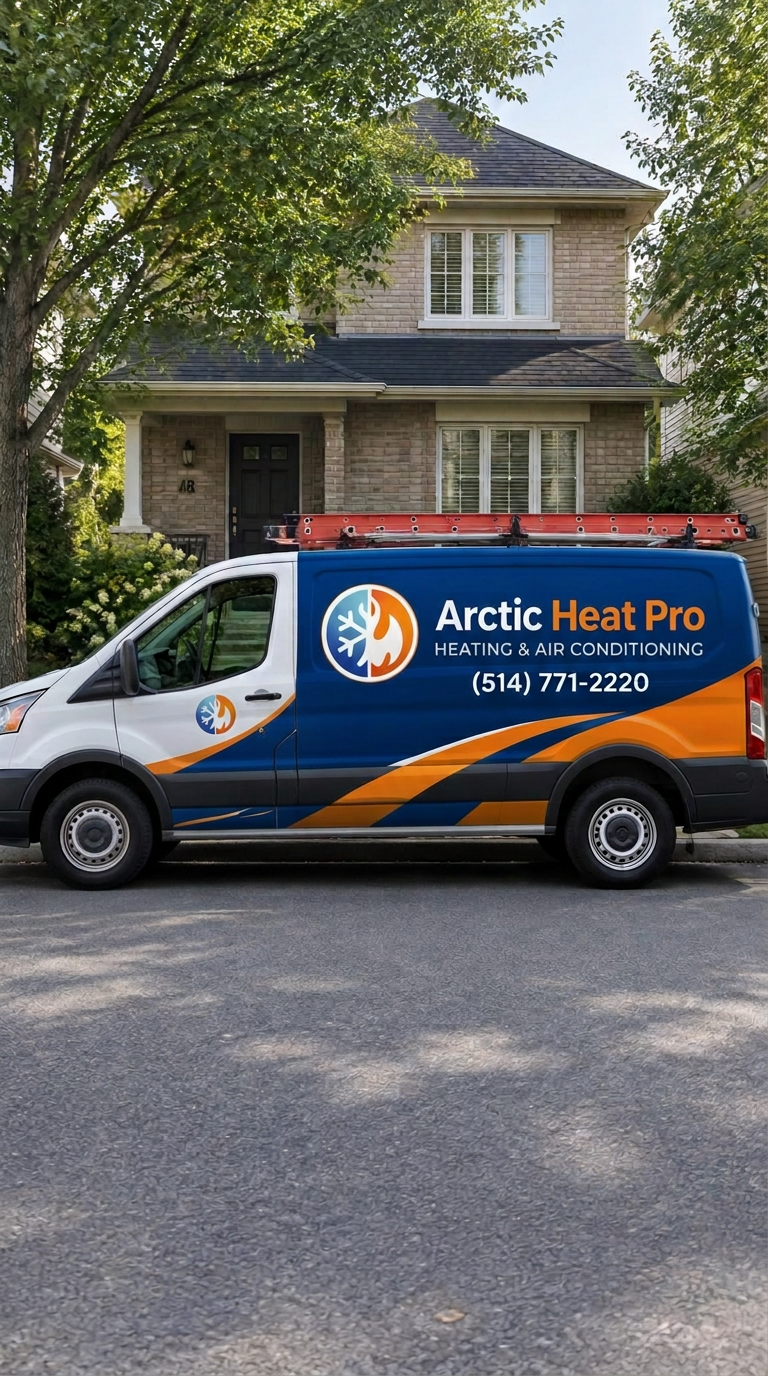 Arctic Heat Pro service van at a home